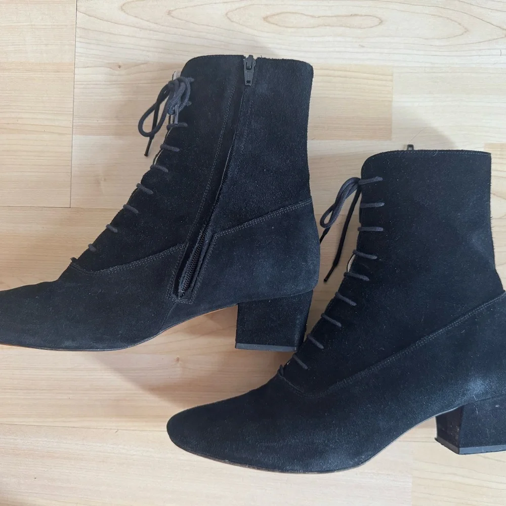 Rouje Black Suede Lace-Up / Zip Boots 41 - Picture 4 of 8